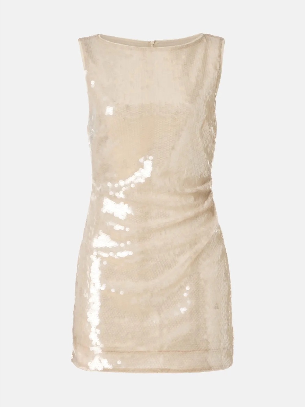 STAUD Eton Sequin Mini Dress Size XS | Moon Champagne | Boatneck VGUC